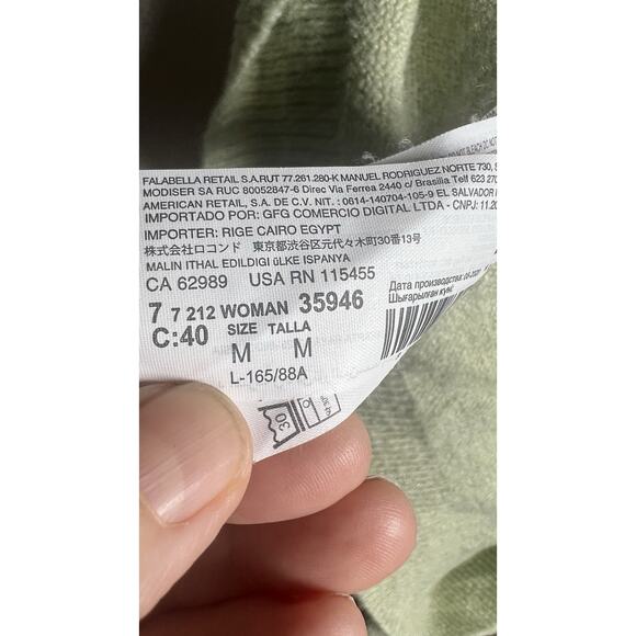 MNG Mango Green Knit Blend Medium V-Neck Button-Up Floral Embroidery Cardigan - Picture 10 of 12